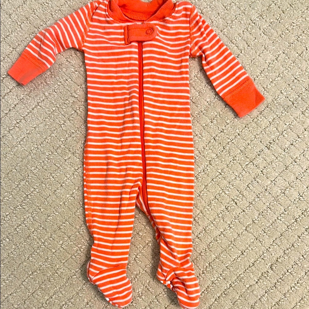 HA  Vibrant Orange and White Striped Footie
